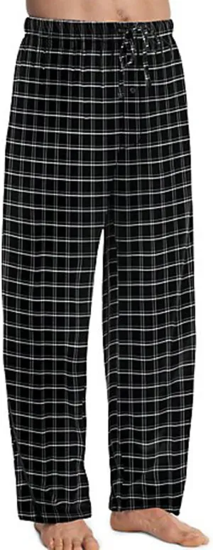 Hanes Men's ComfortSoft Cotton Printed Lounge Pants, 31" Inseam, Pockets, Drawstring/Elastic Waist, Black Graph Plaid, Small