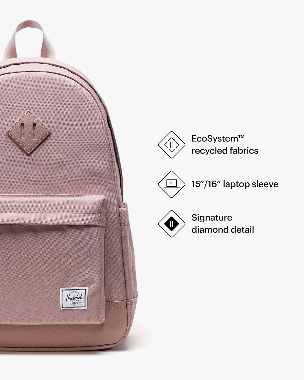 Herschel Supply Co. Heritage Backpack, Ash Rose, Standard-24L