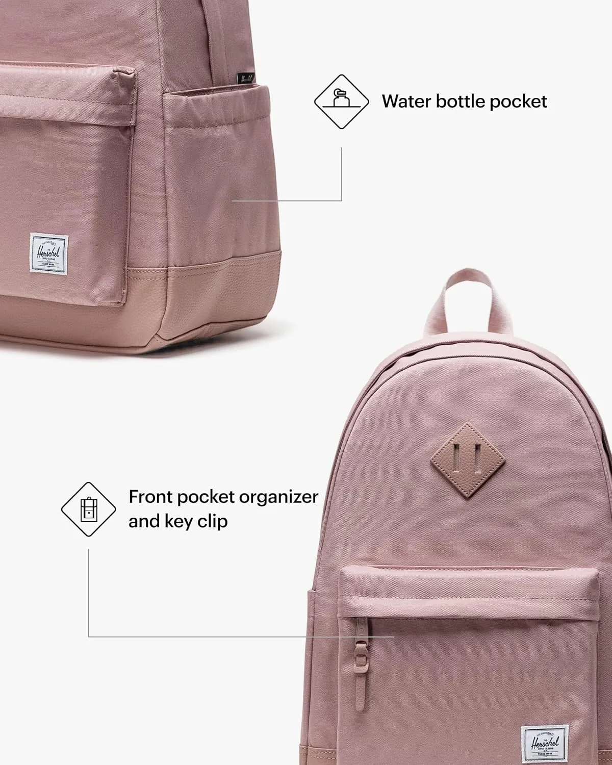Herschel Supply Co. Heritage Backpack, Ash Rose, Standard-24L