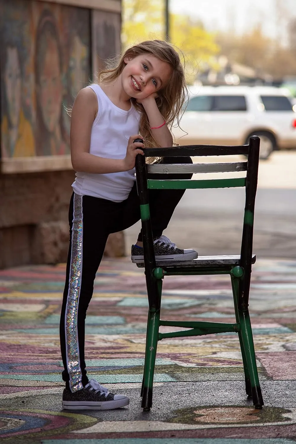 HH Family Flip Sequin Cotton Leggings for Girls Sparkle Pants 4-14 Years