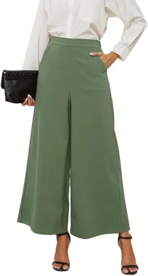 High Waisted Palazzo Pants for Women Dressy Wide Leg Work Pants Casual Trousers