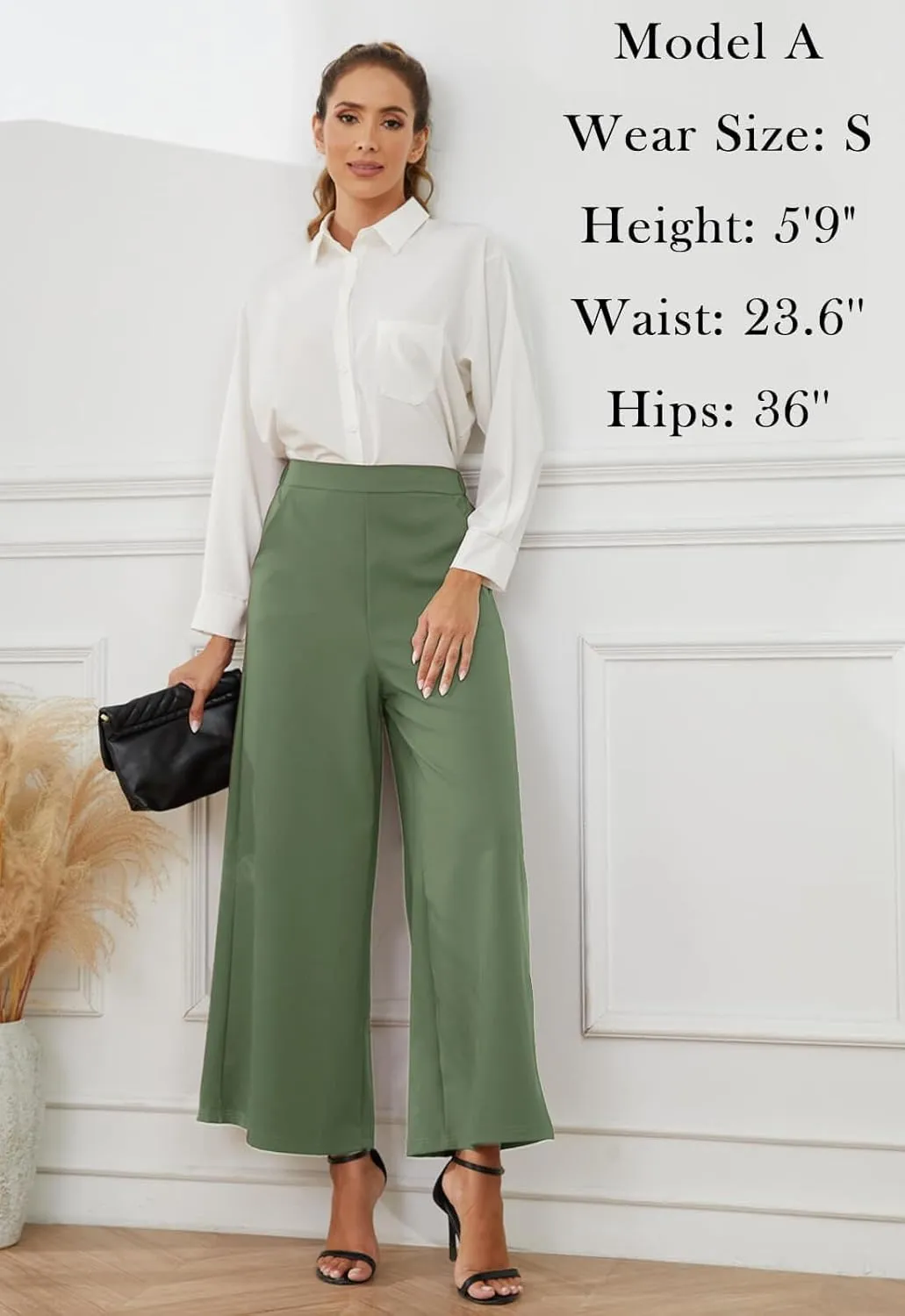 High Waisted Palazzo Pants for Women Dressy Wide Leg Work Pants Casual Trousers