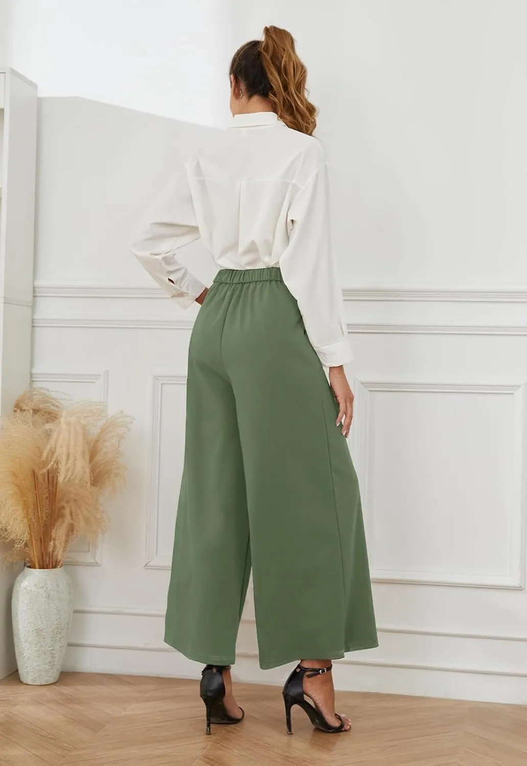 High Waisted Palazzo Pants for Women Dressy Wide Leg Work Pants Casual Trousers