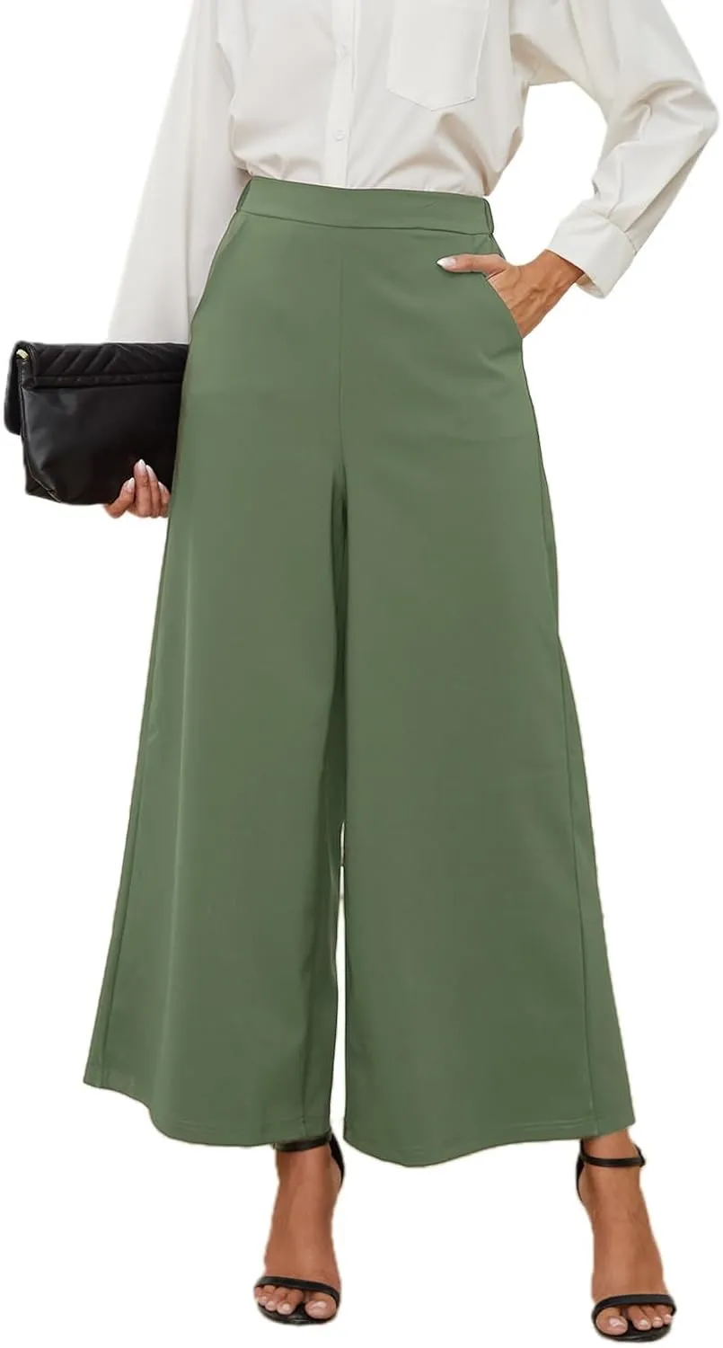 High Waisted Palazzo Pants for Women Dressy Wide Leg Work Pants Casual Trousers