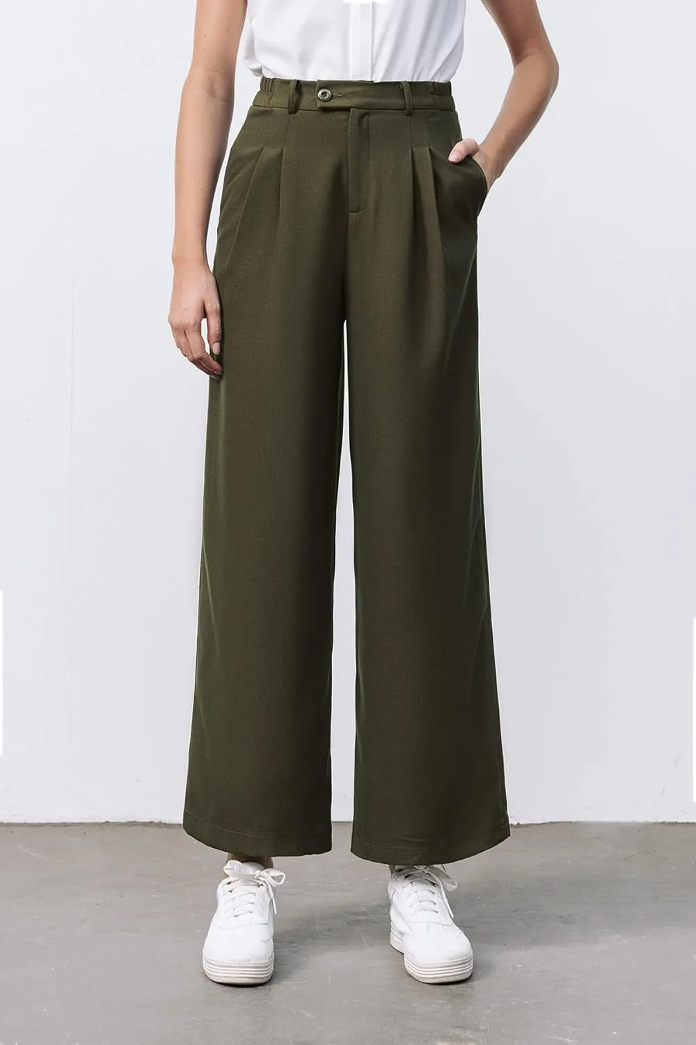 High Waisted Petite Wide Leg 70s Work Pants Palazzo for Office Casual Business Women