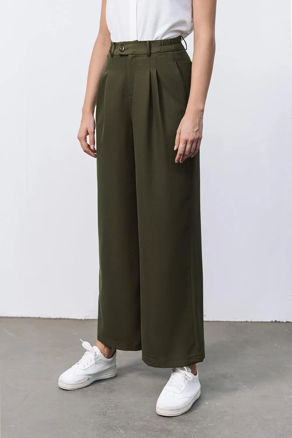 High Waisted Petite Wide Leg 70s Work Pants Palazzo for Office Casual Business Women
