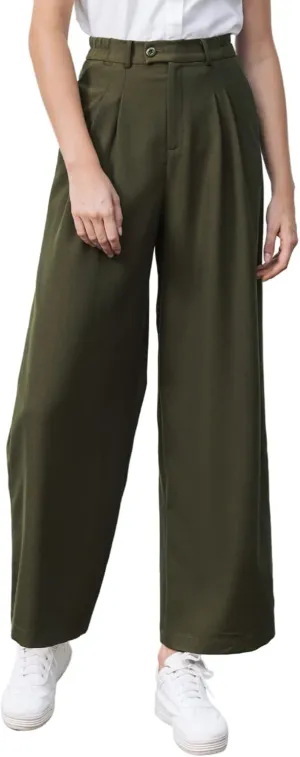 High Waisted Petite Wide Leg 70s Work Pants Palazzo for Office Casual Business Women