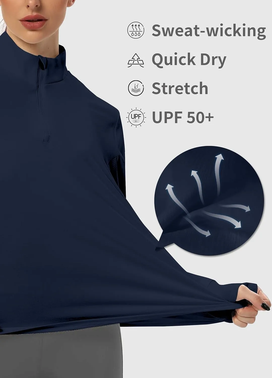 Hiverlay Women's Quick Dry Shirts Long Sleeve for Running Hiking Workout UPF50  Lightweight Pullover Top with Pocket