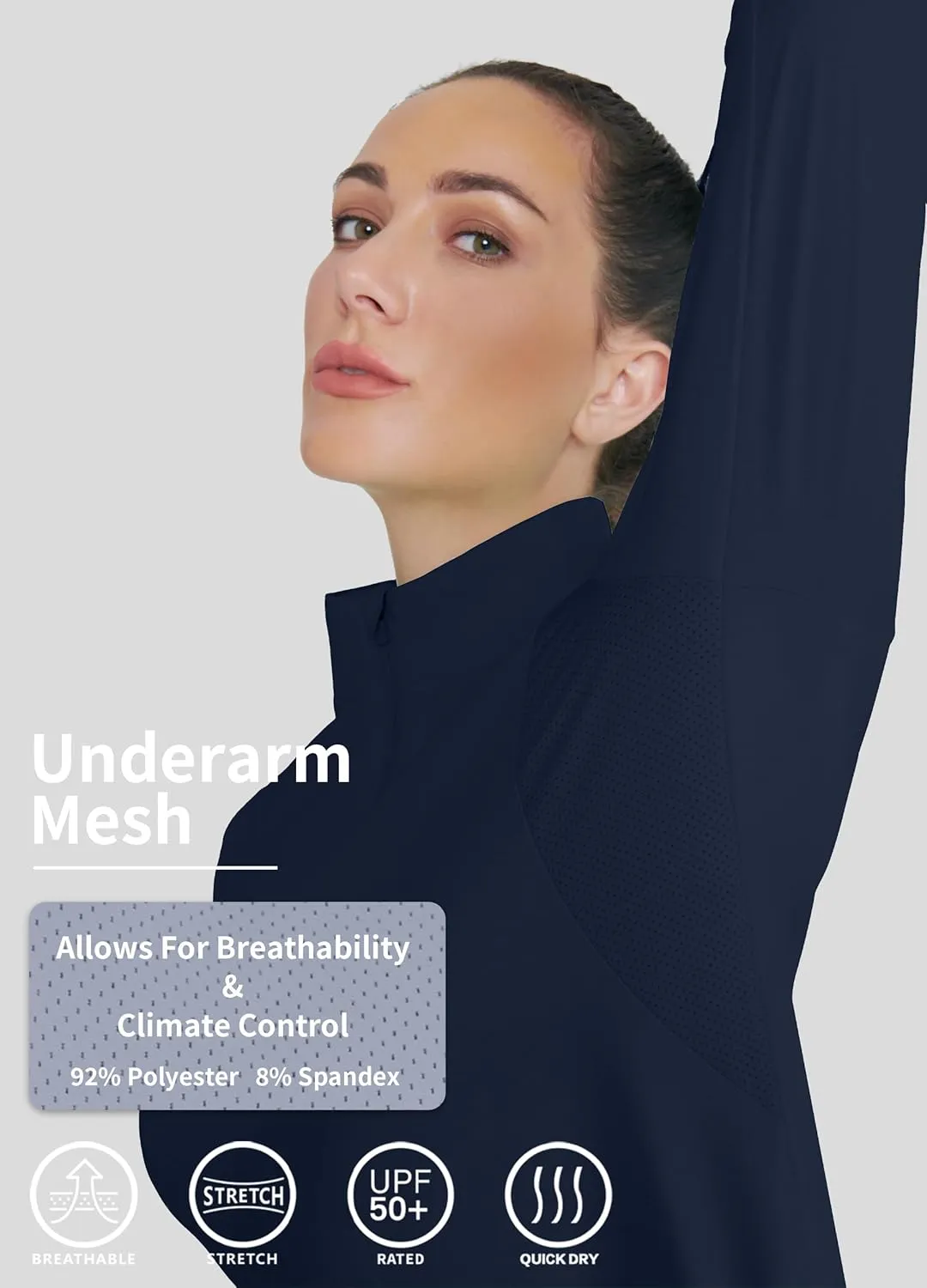 Hiverlay Women's Quick Dry Shirts Long Sleeve for Running Hiking Workout UPF50  Lightweight Pullover Top with Pocket