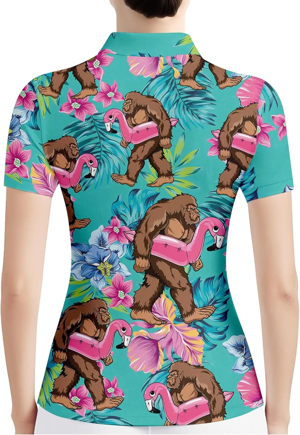 HIVICHI Funny Golf Shirts for Women Cute Crazy Print Short Sleeve Moisture Wicking Womens Polo Shirt