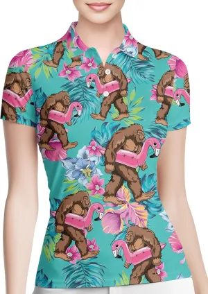 HIVICHI Funny Golf Shirts for Women Cute Crazy Print Short Sleeve Moisture Wicking Womens Polo Shirt