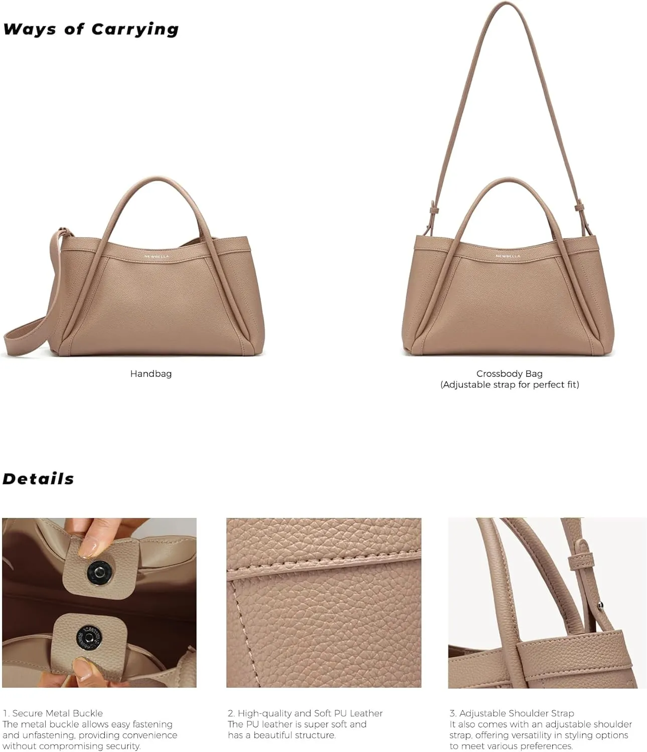 Hobo Handbag for Women, Crossbody Tote Bag, Shoulder Purse with Top Handle