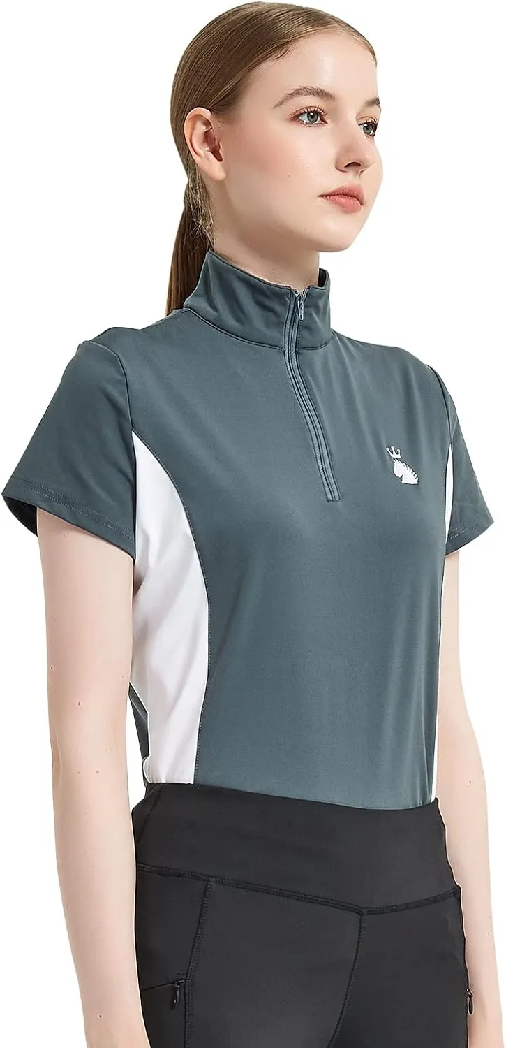 HR Farm Women's Quick Dry Short Sleeve Rider Sport Sun Shirt