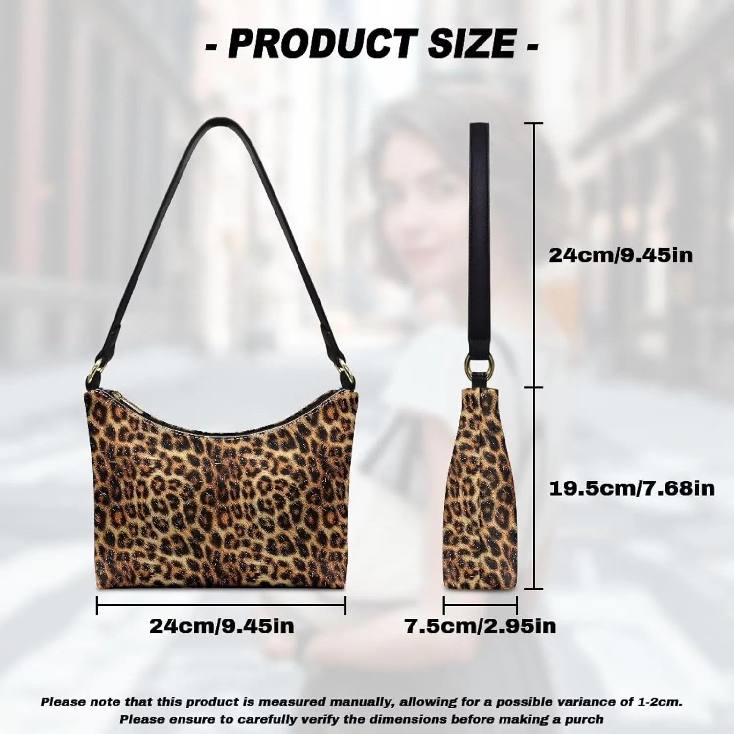 HUGS IDEA Leopard Print Clutch Handbag Fashion Shoulder Purse for Lady Tote Bag Underarm Purse for Work