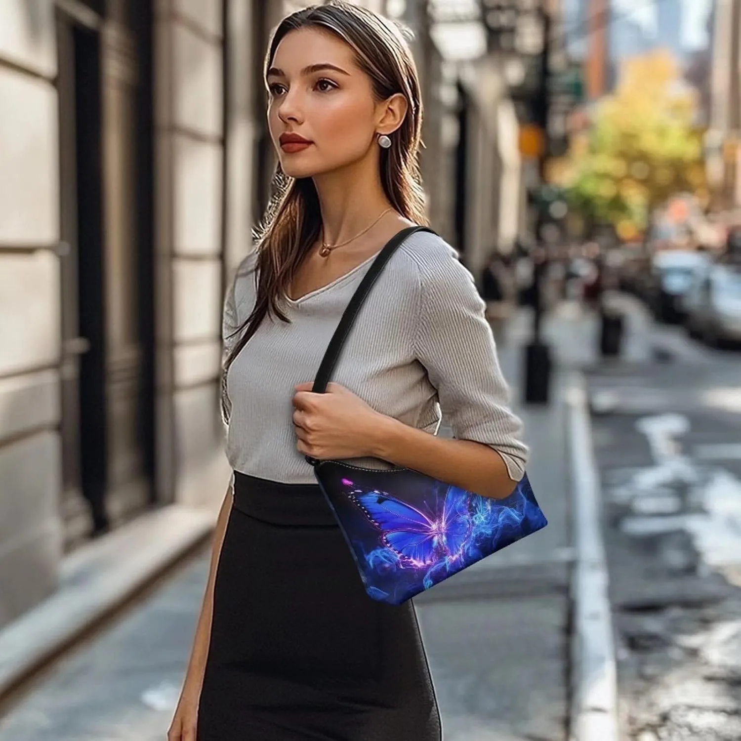 HUGS IDEA Shoulder Bag for Women Small Clutch Purse Mini Handbags PU Leather Underarm Bag