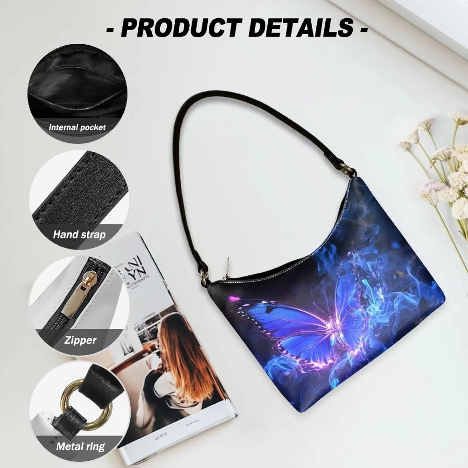 HUGS IDEA Shoulder Bag for Women Small Clutch Purse Mini Handbags PU Leather Underarm Bag