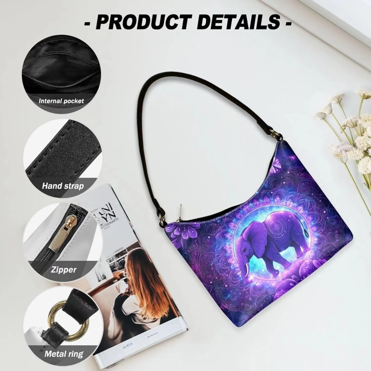 HUGS IDEA Shoulder Bag for Women Small Clutch Purse Mini Handbags PU Leather Underarm Bag