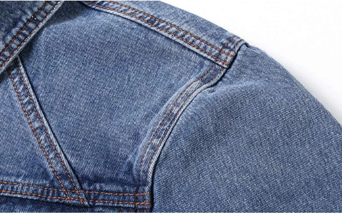 HZCX FASHION Mens Denim Trucker Jacket Big and Tall Loose Button Down Jean Coat