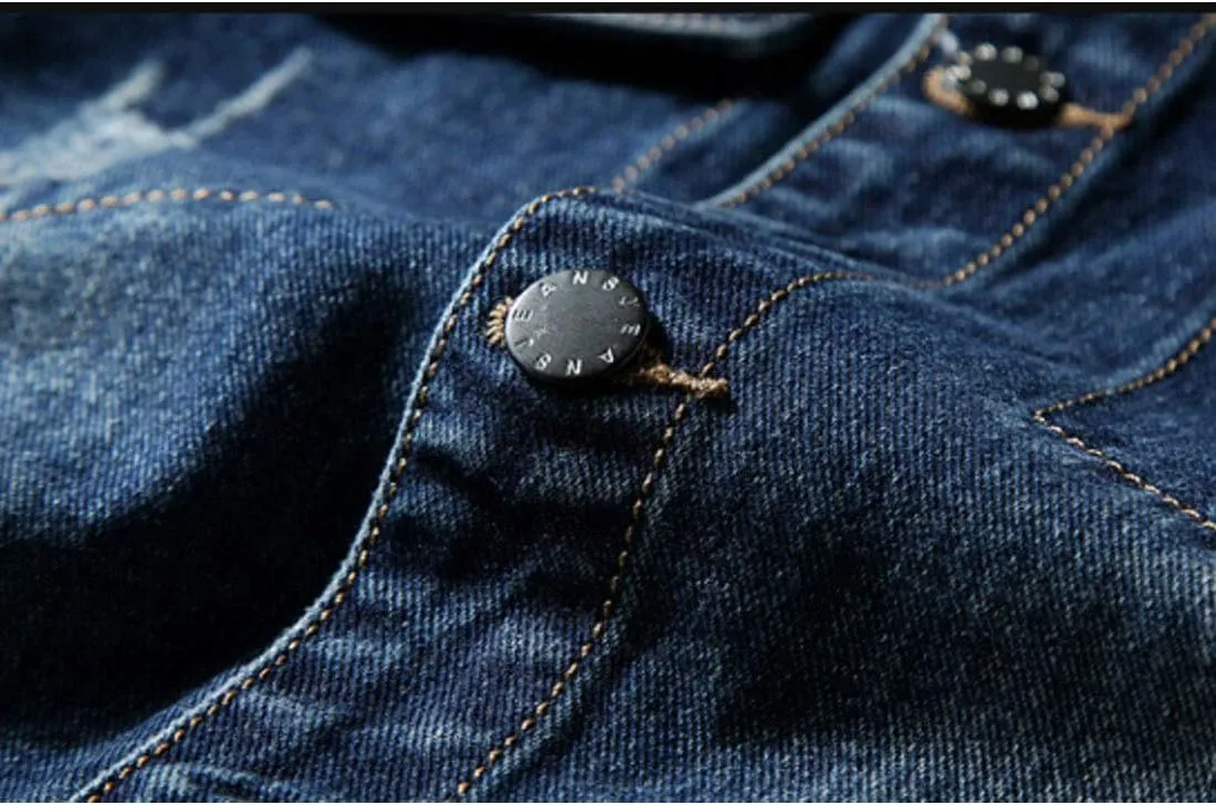 HZCX FASHION Mens Denim Trucker Jacket Big and Tall Loose Button Down Jean Coat