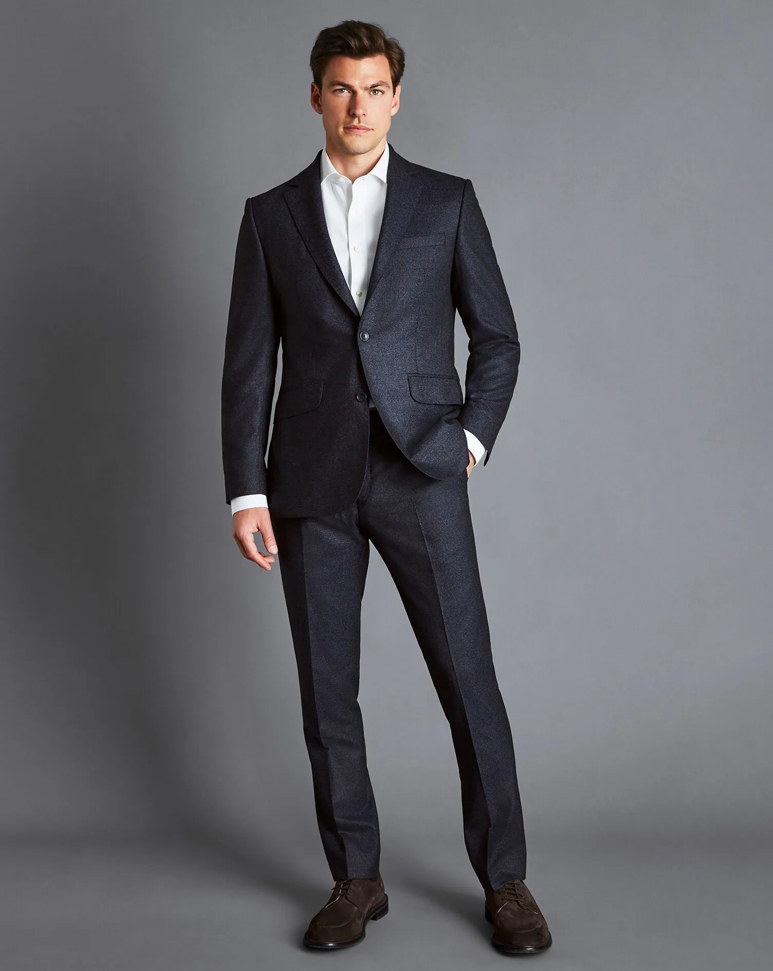 Ink Blue Italian Flannel Slim Fit Suit Trouser