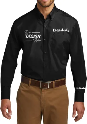 INK STITCH Men W100 Custom Personalized Embroidery Add Logo Texts Easy Care Long Sleeve Dress Buttondown Shirts