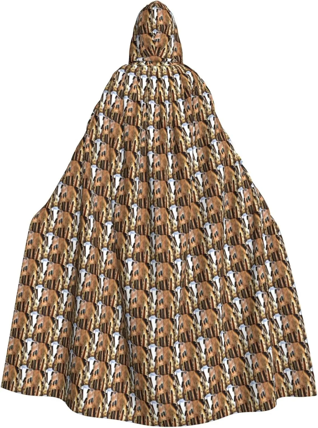 Italy Tuscan print Hooded cape for adults, Oversized Hooded Cloak with Bow Tie, Adult party dress cape