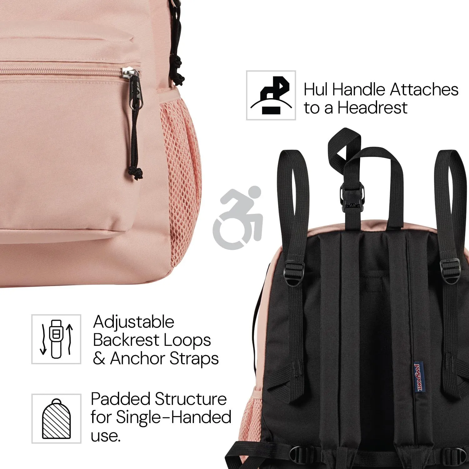 JanSport Central Adaptive Backpack  Wheelchair & Walker Compatible, Tuck-Away Shoulder Straps, Adjustable Backrest Loops & Anchor Straps, Iconic Design, Blue Dusk
