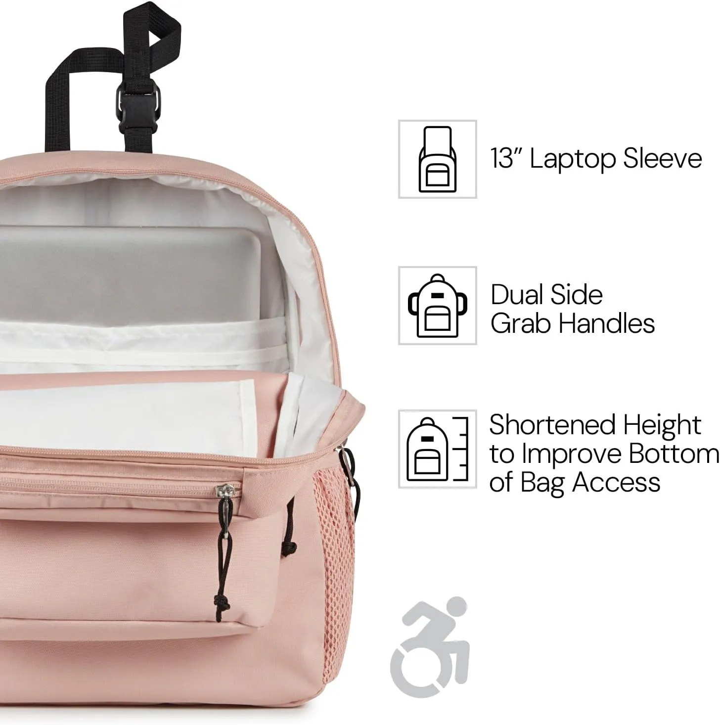 JanSport Central Adaptive Backpack  Wheelchair & Walker Compatible, Tuck-Away Shoulder Straps, Adjustable Backrest Loops & Anchor Straps, Iconic Design, Mia Brown Mint Julep