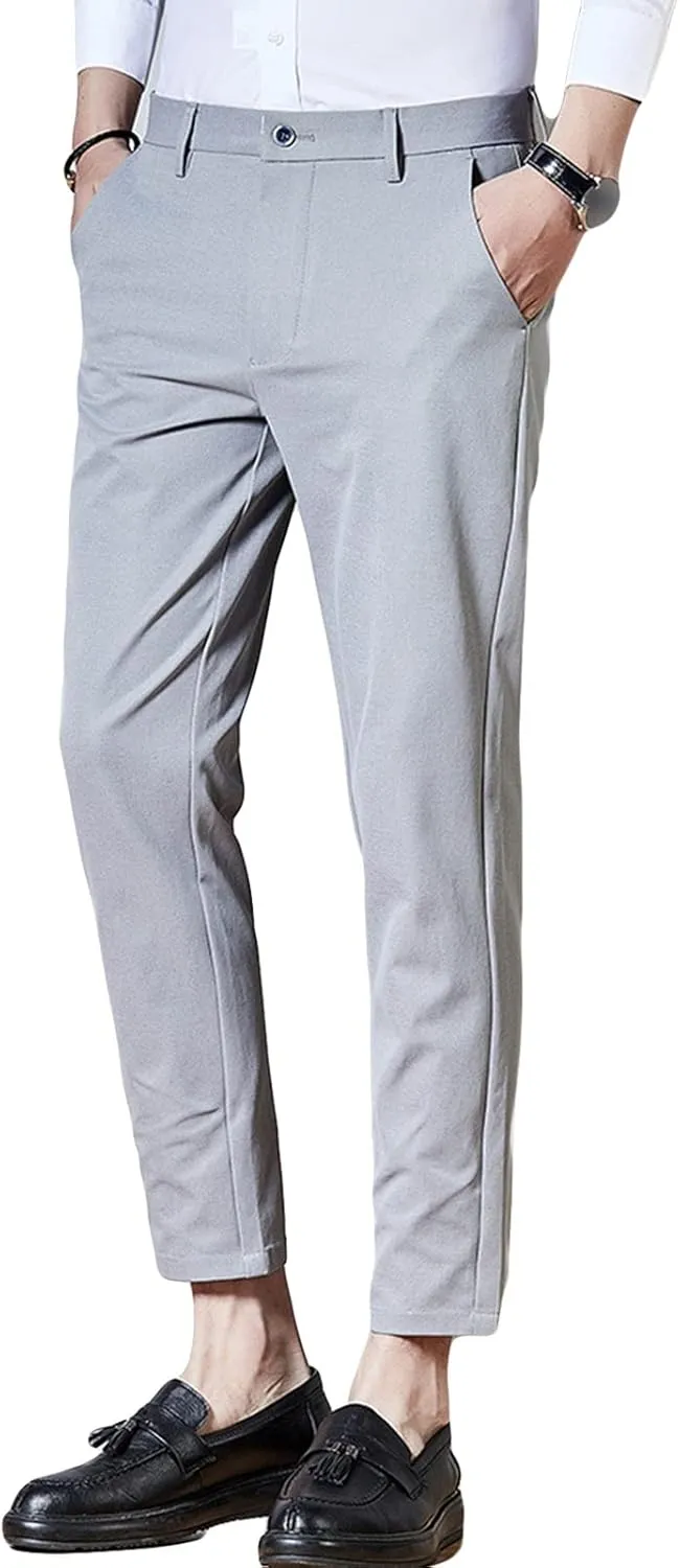 JEShifangjiusu Men's Slim-Fit Wrinkle-Resistant Chino Pant Flex Flat Front Straight Fit Pant Active Casual Pants Dress Pant