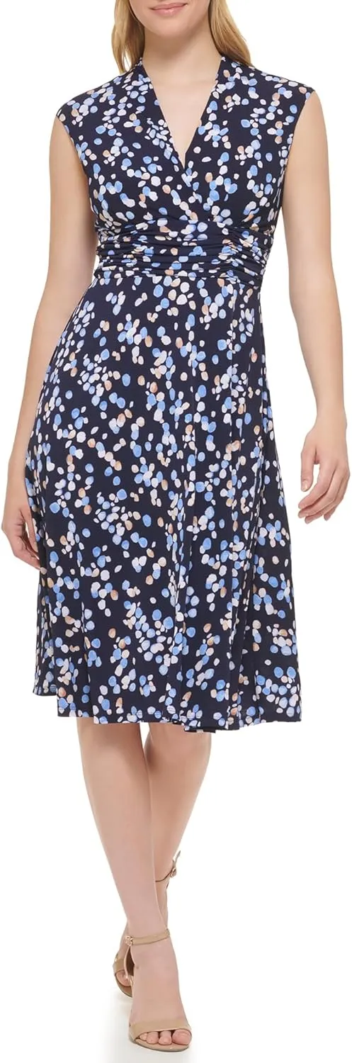 Jessica Howard Women's Sleeveless V-Neck Fit & Flare Mini Dress
