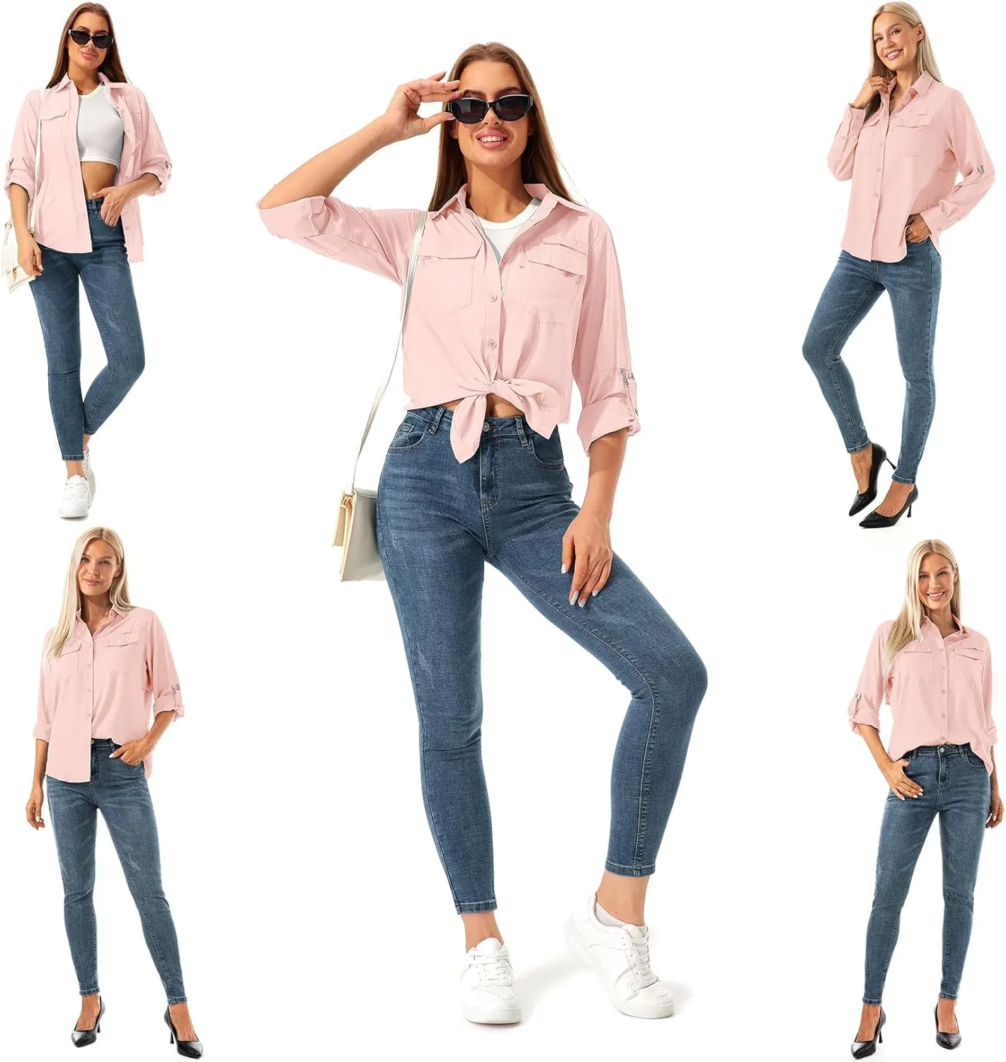 Jessie Kidden Women's Quick Dry Sun UV Protection Convertible Long Sleeve Shirts for Hiking Camping Fishing Sailing