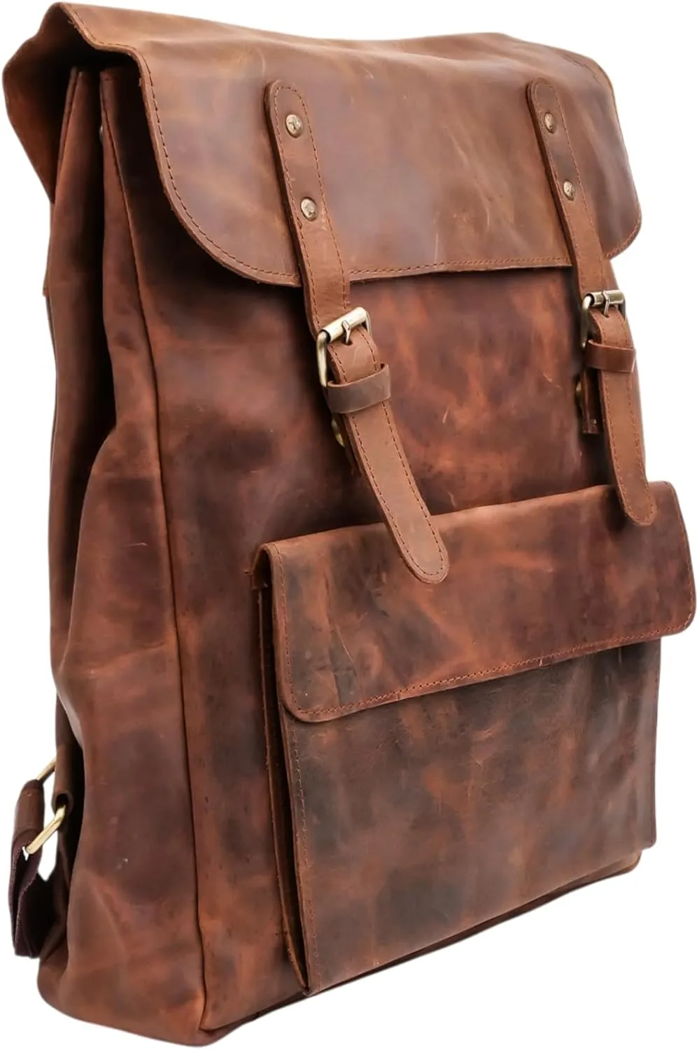 Jild Genuine Leather Backpack for Men Casual Carryon Vintage 16 Inch Laptop Bag Camping Travel Hiking Backpack Leather Rucksack (Vinatge Tan)