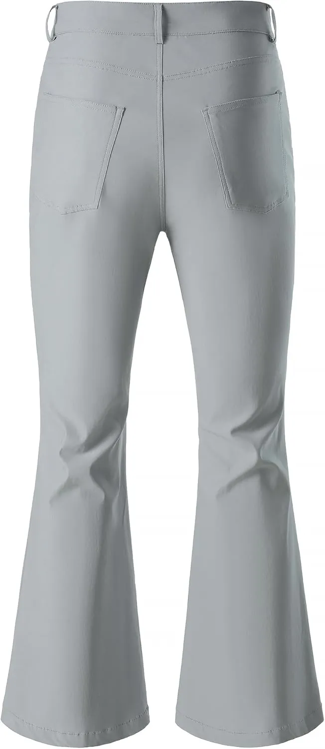 JOGAL Mens Bell Bottom Pants 70s Disco Outfits Slim Fit Retro Flared Trousers