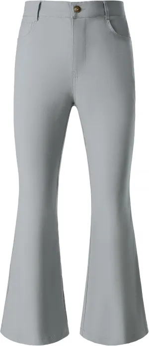 JOGAL Mens Bell Bottom Pants 70s Disco Outfits Slim Fit Retro Flared Trousers
