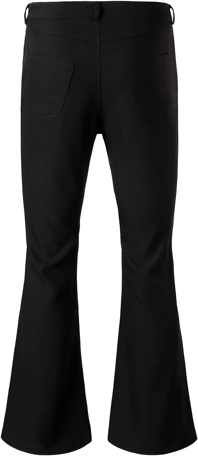 JOGAL Mens Bell Bottom Pants 70s Disco Outfits Slim Fit Retro Flared Trousers