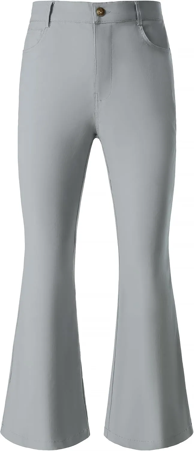 JOGAL Mens Bell Bottom Pants 70s Disco Outfits Slim Fit Retro Flared Trousers