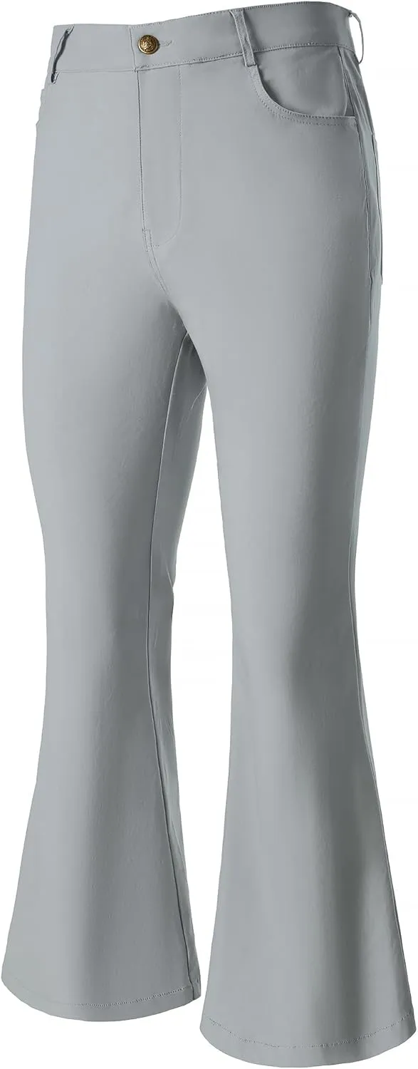 JOGAL Mens Bell Bottom Pants 70s Disco Outfits Slim Fit Retro Flared Trousers