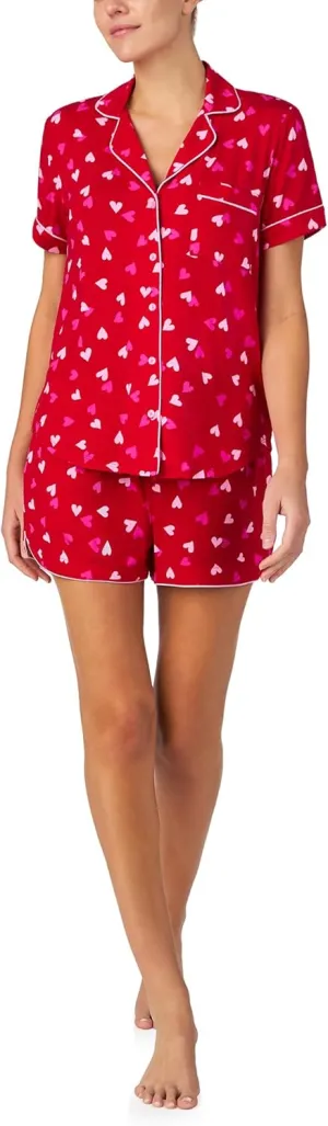kate spade new york Pajamas for Women 2 Piece Set Comfy Classic Short Sleeve Notch Collar Button Top & Shorts