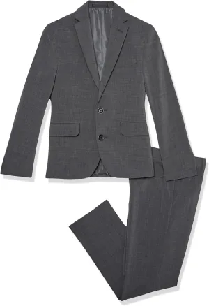 Kenneth Cole REACTION Boys Slim Fit Suit: Formal Jacket & Pants Set for Sizes 8-20, Charcoal, 18 US