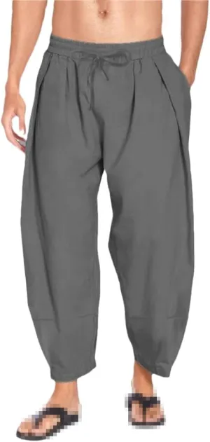 keusyoi Men Harem Pants Streetwear Mens Casual Joggers Pants Men Cotton Trousers Beach Pants