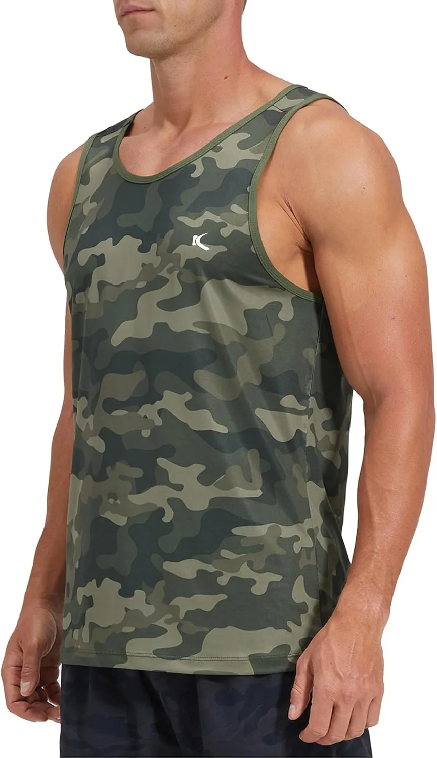 KPSUN Men's Quick Dry Sports Tank Tops Athletic Gym Bodybuilding Fitness Sleeveless Shirts for Beach Running Workout