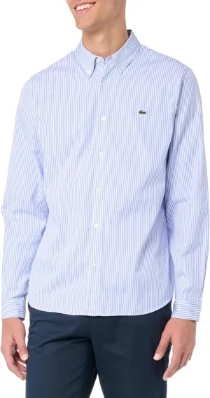 Lacoste Men's Regular Fit Long Sleeve Button Down Stripe Shirt