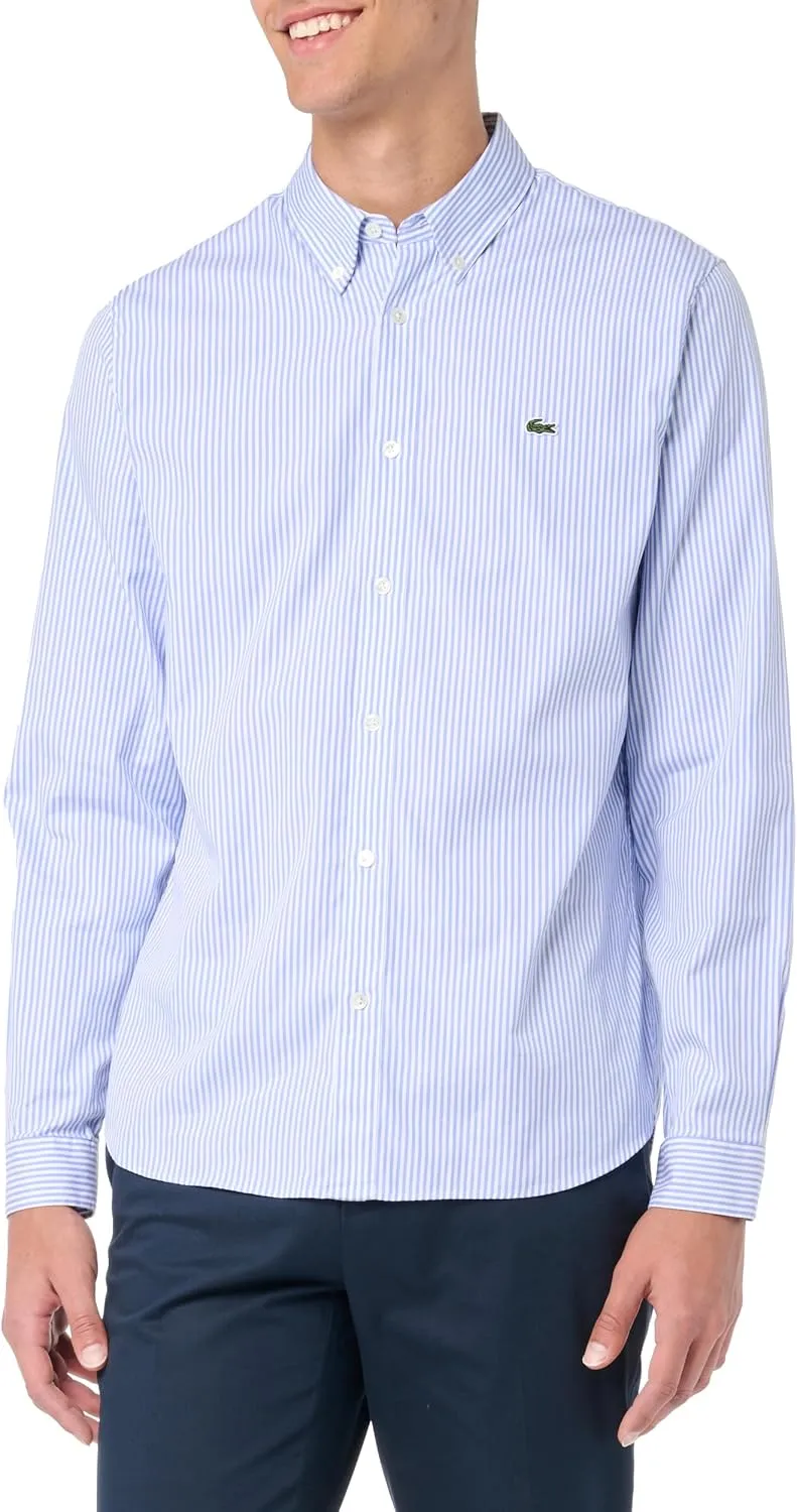 Lacoste Men's Regular Fit Long Sleeve Button Down Stripe Shirt