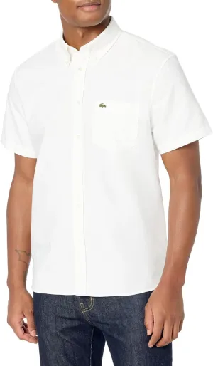 Lacoste Men's Short Sleeve Regular Fit Oxford Button Down Shirt