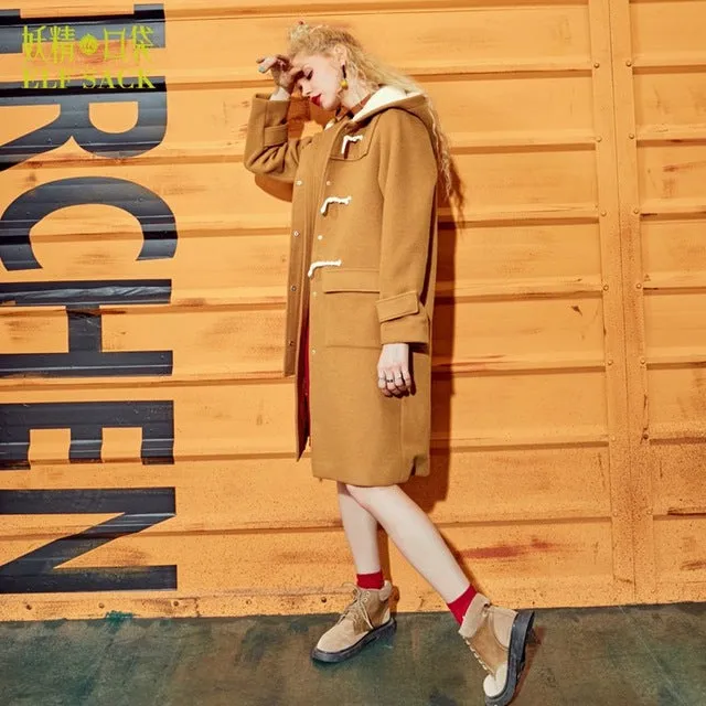 Lambs wool Coat Women Winter Wool Coats Preppy Style Womens Blended Outerwear