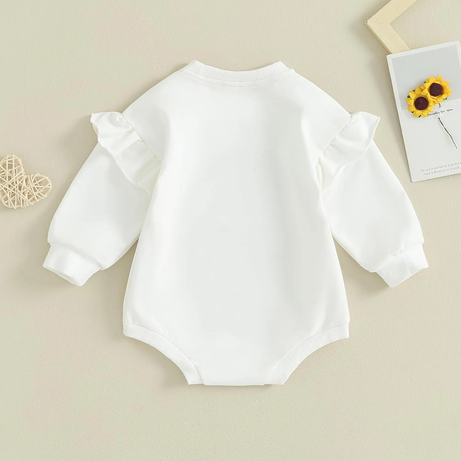 Lamuusaa Newborn Baby Girl Clothes Long Sleeve Romper Crewneck Sweatshirt Oversized Ruffle Shirts Bodysuit Fall Clothes 0-18M
