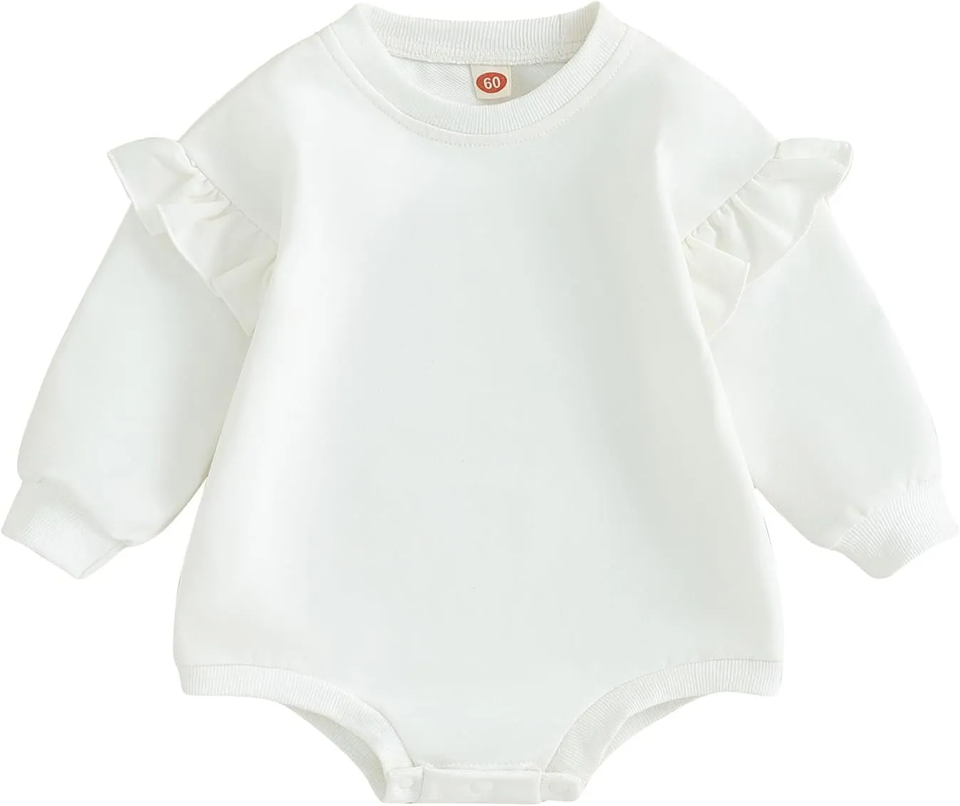 Lamuusaa Newborn Baby Girl Clothes Long Sleeve Romper Crewneck Sweatshirt Oversized Ruffle Shirts Bodysuit Fall Clothes 0-18M