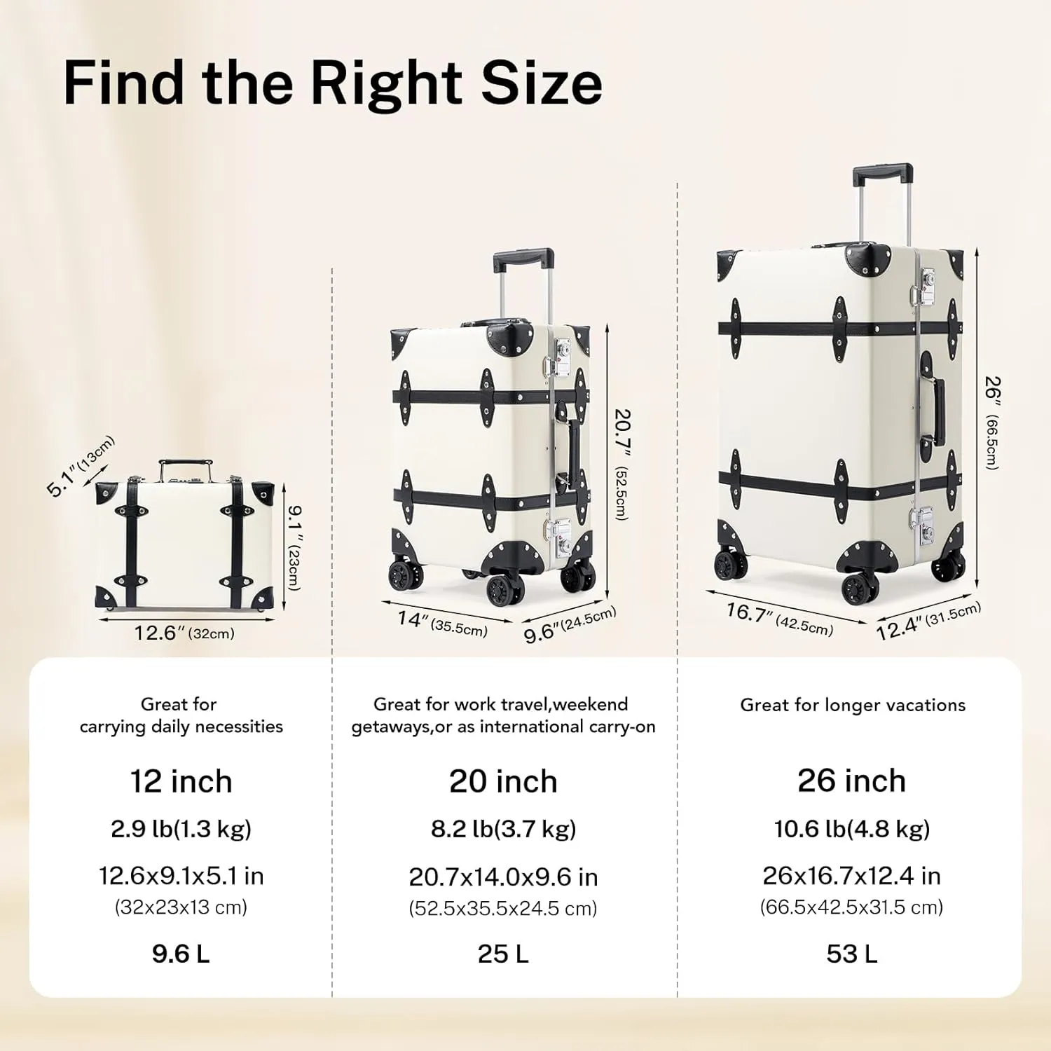 Large Capacity Hardside Suitcase Set with TSA Lock,Luxury Vintage Style Maletas De Viaje, for Men And Women Carry On Luggage Set