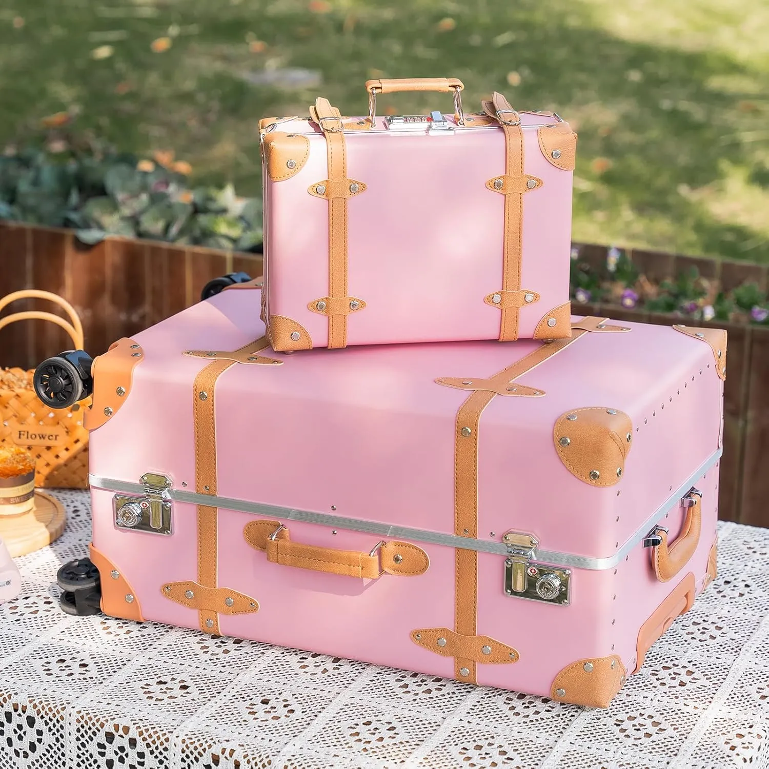 Large Capacity Hardside Suitcase Set with TSA Lock,Luxury Vintage Style Maletas De Viaje, for Men And Women Carry On Luggage Set
