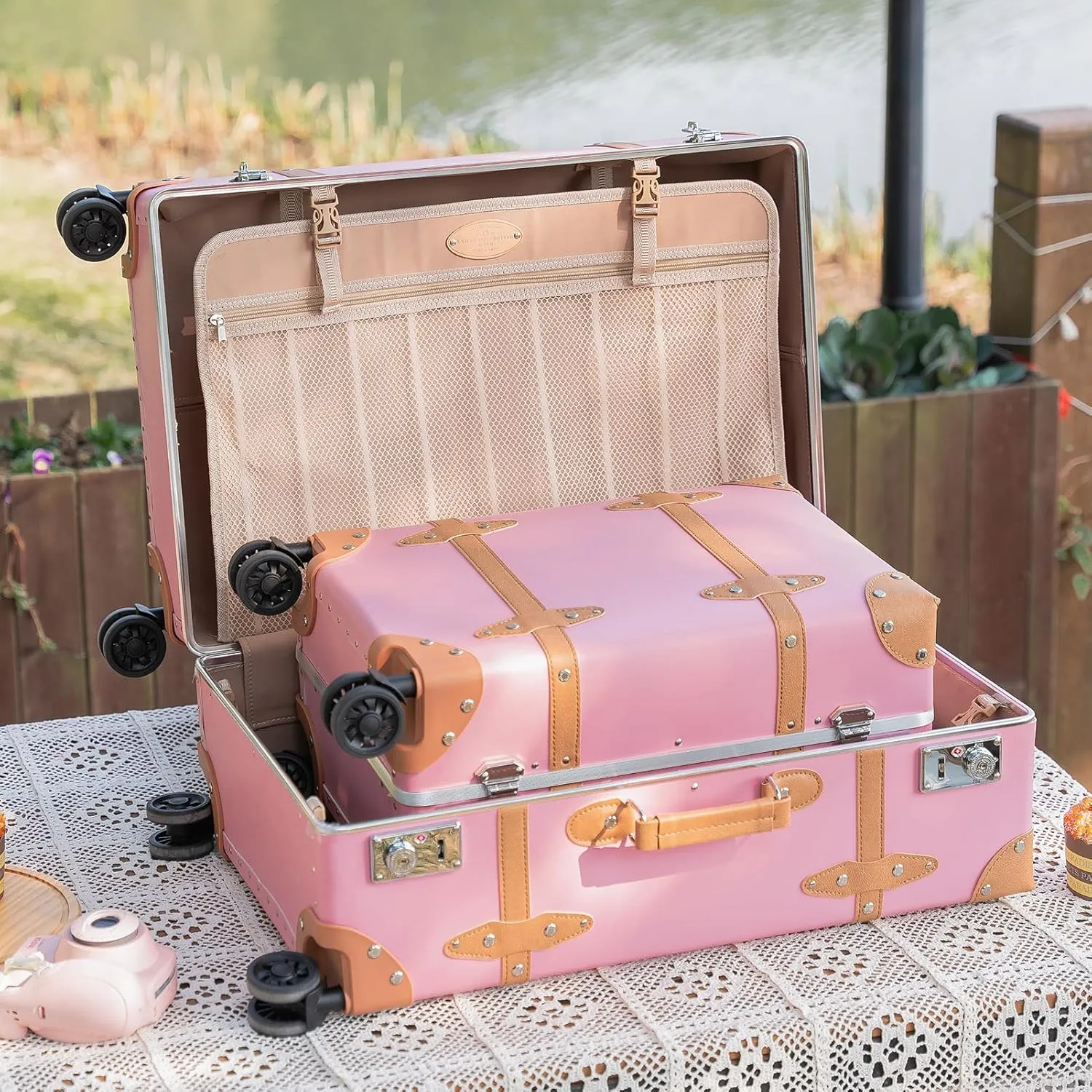 Large Capacity Hardside Suitcase Set with TSA Lock,Luxury Vintage Style Maletas De Viaje, for Men And Women Carry On Luggage Set